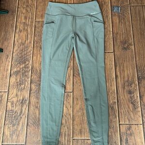 Eddie Bauer high rise forest green thick leggings with pockets size large tall